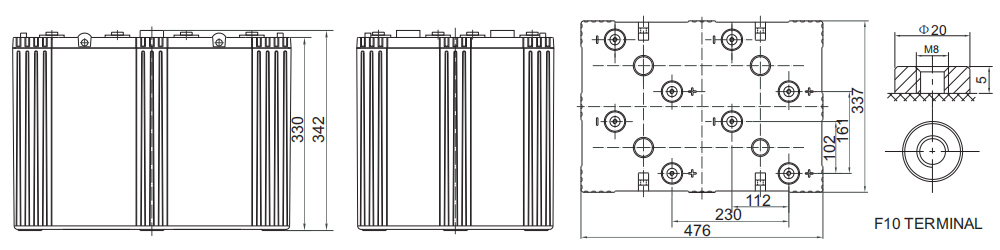 Batterija tal-ġel 2V2000AH