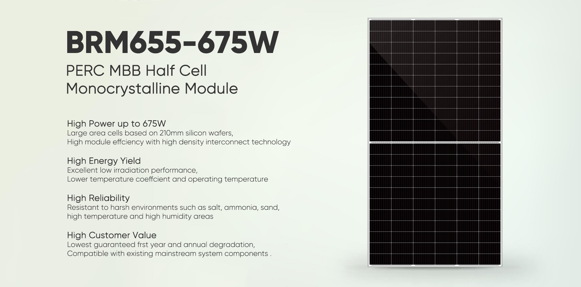 Cartel-655W-675W Panel solar Módulo monocristalino de media célula